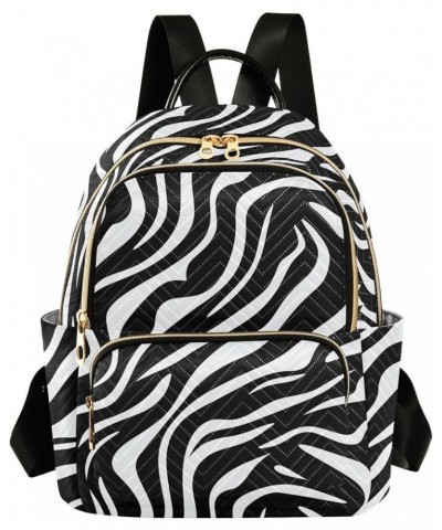 Black White Zebra Print Backpack Purse for Women Small Travel Bag Fashion Daypack M 202a4478 S(10.23"x5.11"x12.59") 202a4478 ...