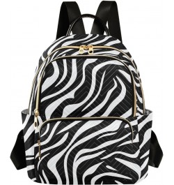 Black White Zebra Print Backpack Purse for Women Small Travel Bag Fashion Daypack M 202a4478 S(10.23"x5.11"x12.59") 202a4478 ...