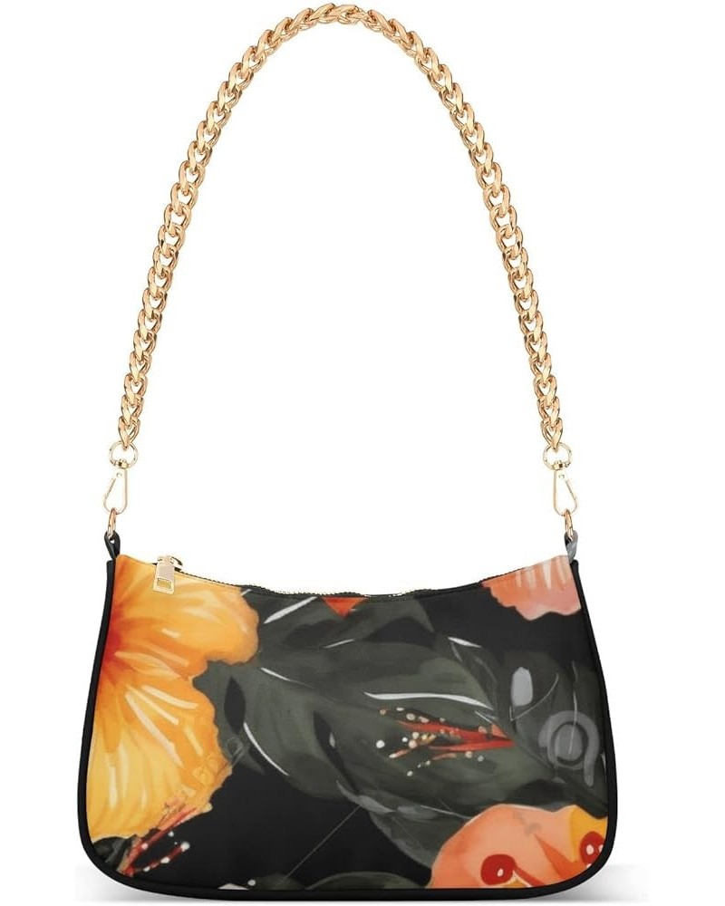 Sheepdog Clutch Shoulder Purse Handbag for Women Shoulder Bags Clutch Purse Orange Flowers and Green Leaves $13.67 Hobo Bags