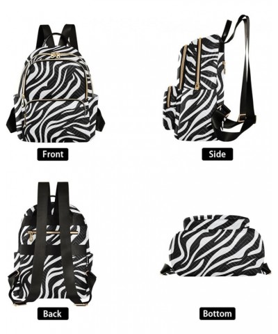 Black White Zebra Print Backpack Purse for Women Small Travel Bag Fashion Daypack M 202a4478 S(10.23"x5.11"x12.59") 202a4478 ...