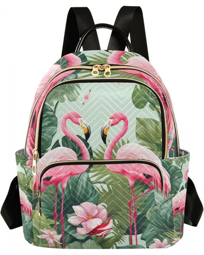 Orange is Displayed on Yellow Casual Backpack, Woman's Backpack, Womens Travel Backpack for Airplane, M Flamingos on a Tropic...