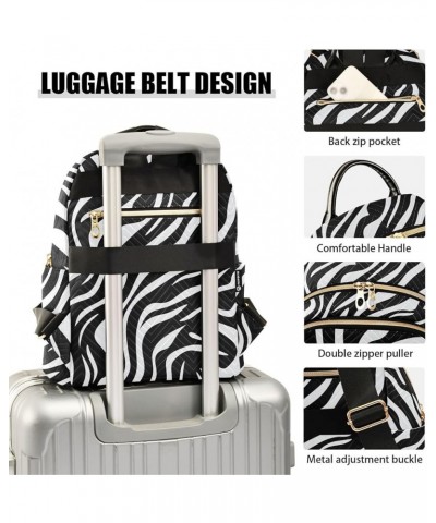 Black White Zebra Print Backpack Purse for Women Small Travel Bag Fashion Daypack M 202a4478 S(10.23"x5.11"x12.59") 202a4478 ...