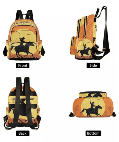 Western Cowboy Running in Horse Vintage Backpack for Women Shoulder Bag Lightweight Mini Backpack Casual Daypack Back Pack fo...