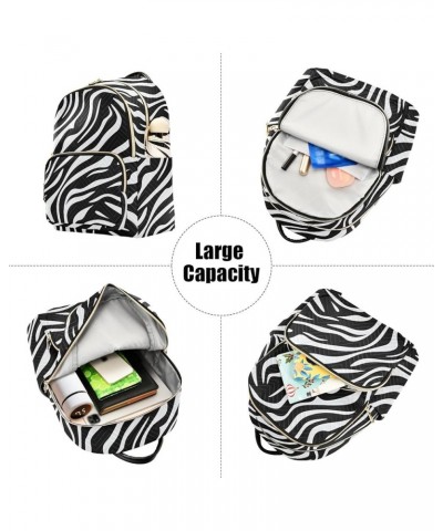 Black White Zebra Print Backpack Purse for Women Small Travel Bag Fashion Daypack M 202a4478 S(10.23"x5.11"x12.59") 202a4478 ...