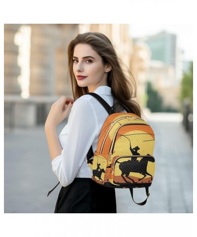 Western Cowboy Running in Horse Vintage Backpack for Women Shoulder Bag Lightweight Mini Backpack Casual Daypack Back Pack fo...