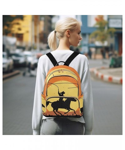 Western Cowboy Running in Horse Vintage Backpack for Women Shoulder Bag Lightweight Mini Backpack Casual Daypack Back Pack fo...