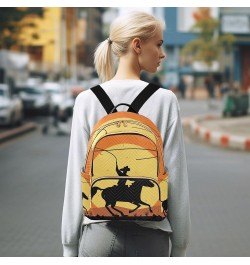 Western Cowboy Running in Horse Vintage Backpack for Women Shoulder Bag Lightweight Mini Backpack Casual Daypack Back Pack fo...