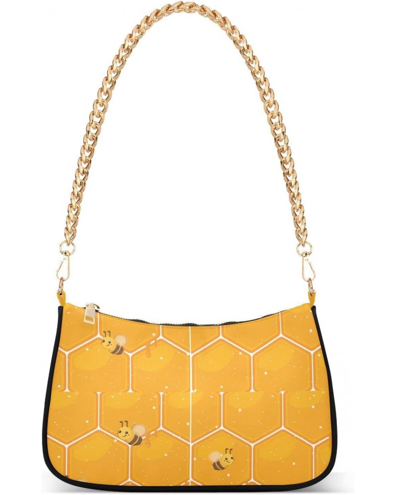 Cute Bees Pattern Shoulder Bag for Women Small Purse Chain Shoulder Bag Going Out Purse with Chain Strap for Sister Girlfrien...