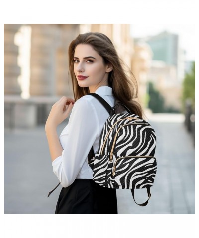 Black White Zebra Print Backpack Purse for Women Small Travel Bag Fashion Daypack M 202a4478 S(10.23"x5.11"x12.59") 202a4478 ...