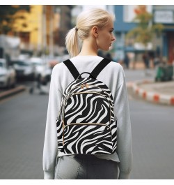 Black White Zebra Print Backpack Purse for Women Small Travel Bag Fashion Daypack M 202a4478 S(10.23"x5.11"x12.59") 202a4478 ...