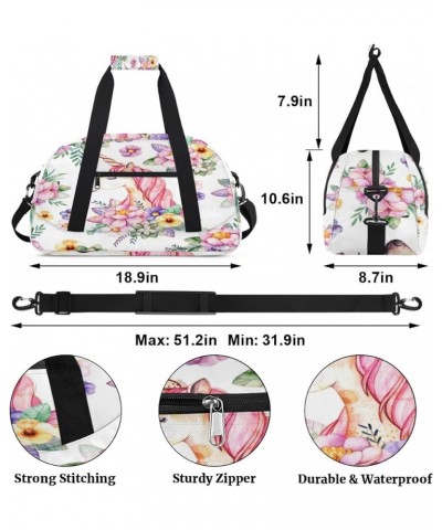 Unicorn Floral Flower Personalized Ballet Bag for Women,Customized name,Spacious Gym Bag with a Personal Touch,Elevate Your D...