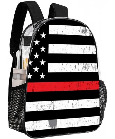 Clear Backpack Skull Usa Stars American Flag Black 17inch Clear Backpacks for Sports Game Concert Events Pattern1095 One Size...