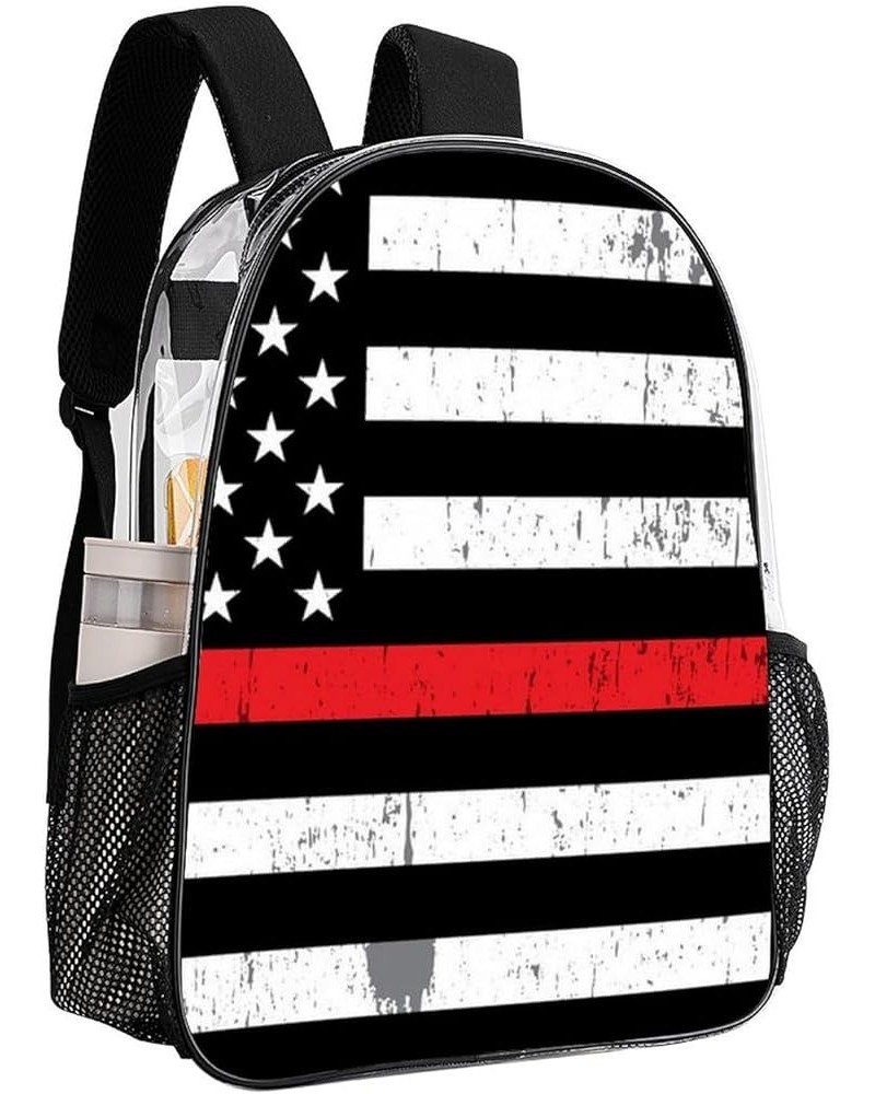 Clear Backpack Skull Usa Stars American Flag Black 17inch Clear Backpacks for Sports Game Concert Events Pattern1095 One Size...