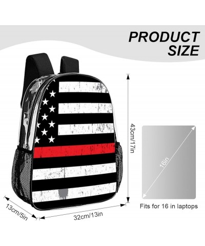 Clear Backpack Skull Usa Stars American Flag Black 17inch Clear Backpacks for Sports Game Concert Events Pattern1095 One Size...