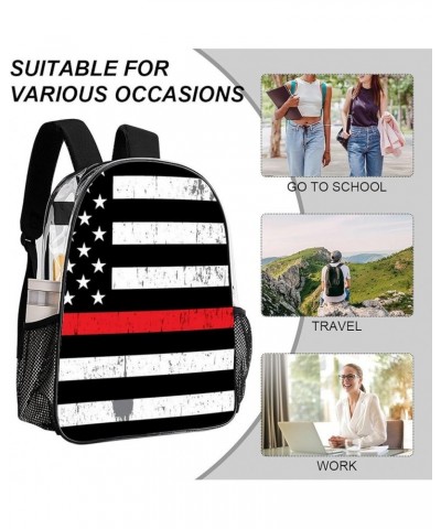 Clear Backpack Skull Usa Stars American Flag Black 17inch Clear Backpacks for Sports Game Concert Events Pattern1095 One Size...