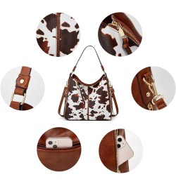 Ladies Bags,Handbags,Large-capacity Handbags Single shoulder bag Crossbody bag Vintage style Brown Cow Stripes $17.95 Shoulde...