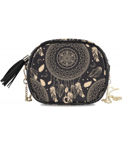 Women's Dark Dream Catcher Boho Tribal Crossbody Bag Fashion Purses Bag Cross Body Bag Shoulder Handbag with Adjustable Chain...