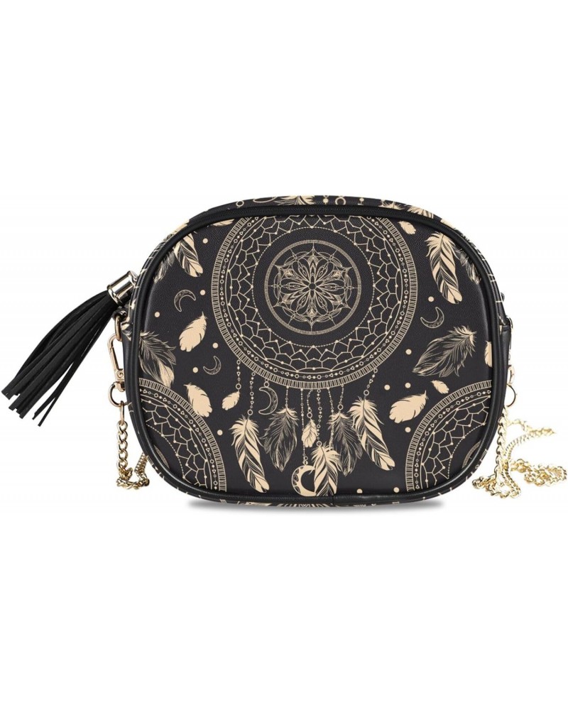 Women's Dark Dream Catcher Boho Tribal Crossbody Bag Fashion Purses Bag Cross Body Bag Shoulder Handbag with Adjustable Chain...