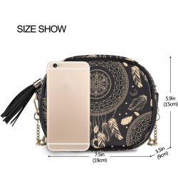 Women's Dark Dream Catcher Boho Tribal Crossbody Bag Fashion Purses Bag Cross Body Bag Shoulder Handbag with Adjustable Chain...