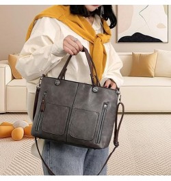 Ladies Vintage Leather Shoulder Bag, Large Shoulder Bag For Women Faux Leather Purse Work Bags With Multi-Pockets 01 $16.65 T...