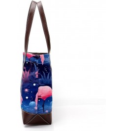 Flamingo Canvas Leather Mix Handbag, 13.3x4.7x12.2 in, Stylish and Spacious Tote Purse for Women $19.68 Totes