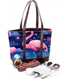 Flamingo Canvas Leather Mix Handbag, 13.3x4.7x12.2 in, Stylish and Spacious Tote Purse for Women $19.68 Totes