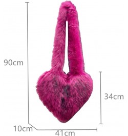 Fluffy Shoulder Bag for Women Heart-shaped Tote Bag Fuzzy Furry Handbag Hobo Bag Y2k Purse Crossbody Bag Large Small Large-br...