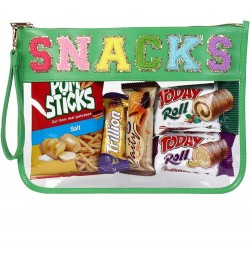 Monogram Clear Stadium Purse Bag Chenille Letter Travel Patch Pouch Snack Makeup Wristlet Small-snacks-green $8.50 Wristlets