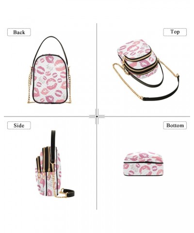 Chain Crossbody Bags for Women Kisses Lips Quilted Shoulder Crossbody Handbags Travel Cross Body Cell Phone Purses Bags $11.5...