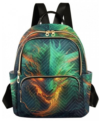 Mini Backpack Purse for Women, Green Fire Dragon1 Travel Bag Casual Daypack Shoulder Bag Medium $18.23 Backpacks