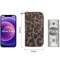 Cellphone Wallet for Women Dual Zipper Long Purse with Removable Wristlet Leopard $14.39 Wristlets