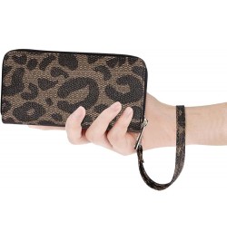 Cellphone Wallet for Women Dual Zipper Long Purse with Removable Wristlet Leopard $14.39 Wristlets