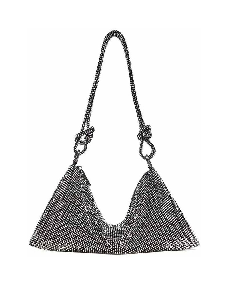 Women Rhinestone Clutch Bag Hobo Bag, Shiny Purse Evening Handbag Underarm Shoulder Bags for Dinner Party Wedding Black $27.5...