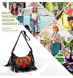 Women's Fringe Crossbody Tassel Purse 2024 Chinese Dragon Hobo Shoulder Bags Crossbody Handbag with Adjustable Shoulder Strap...