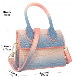 Mini Crossbody Bag for Women Girls Synthetic Leather Flap Purse Styling Top-Handle Clutch Handbag Croco Blue Pink $11.36 Clut...