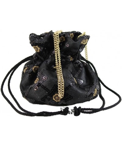 British Hand Made Fantasy Suede Velvet Drawstring Clutch Shoulder Cross-body Bag Evening Black $26.09 Clutches