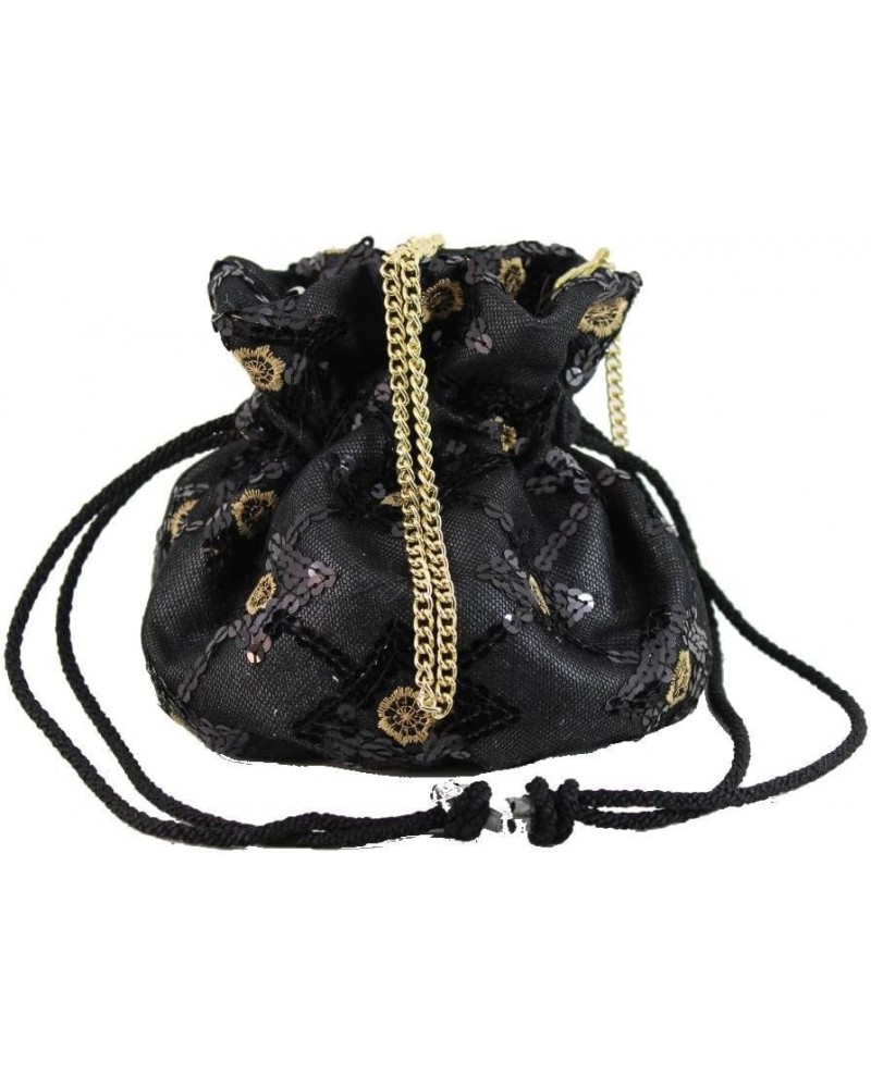 British Hand Made Fantasy Suede Velvet Drawstring Clutch Shoulder Cross-body Bag Evening Black $26.09 Clutches