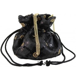 British Hand Made Fantasy Suede Velvet Drawstring Clutch Shoulder Cross-body Bag Evening Black $26.09 Clutches