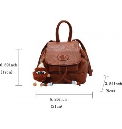 Retro backpack, female bucket bag,versatile backpack, niche design backpack Brown $34.67 Backpacks