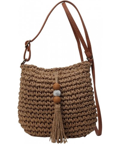 Straw Beach Bag Women Cute Crossbody Purse Hobo Bags Vintage Shoulder Bag Summer Beach Bag Travel Bag Tote Phone Purse A Khak...