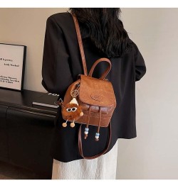 Retro backpack, female bucket bag,versatile backpack, niche design backpack Brown $34.67 Backpacks