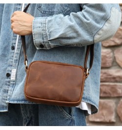 Genuine Leather Crossbody Bag for Men Small Size Shoulder Bag Sling Bag Mobile Phone Purse Crazy Horse Brwon $25.18 Crossbody...