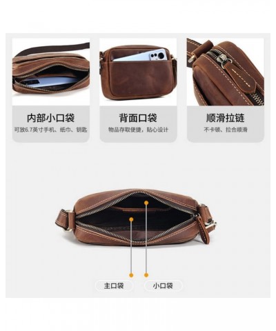 Genuine Leather Crossbody Bag for Men Small Size Shoulder Bag Sling Bag Mobile Phone Purse Crazy Horse Brwon $25.18 Crossbody...