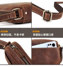 Genuine Leather Crossbody Bag for Men Small Size Shoulder Bag Sling Bag Mobile Phone Purse Crazy Horse Brwon $25.18 Crossbody...