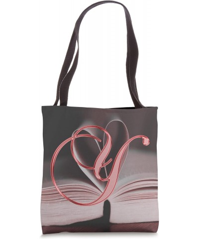 Y Red Heart Book Page Story Read Love Initial Letter Name Tote Bag $11.58 Totes