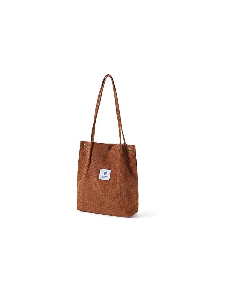 Women's Corduroy Shoulder Tote Bag Large Capacity Aesthetic Tote Bag Brown $12.21 Totes