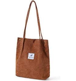 Women's Corduroy Shoulder Tote Bag Large Capacity Aesthetic Tote Bag Brown $12.21 Totes