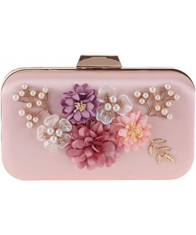 Flower Women Handbags Shell Pearl Lady Evening Bags Metal Golden Retro Satin Chain Clutches Purse D $52.06 Evening Bags