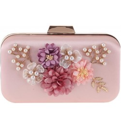 Flower Women Handbags Shell Pearl Lady Evening Bags Metal Golden Retro Satin Chain Clutches Purse D $52.06 Evening Bags