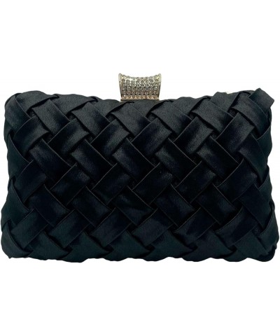 Women's Evening Bag Braided Purse top-handle Clutch Purse Shoulder Bag Chain Crossbody Bag Black $10.34 Evening Bags